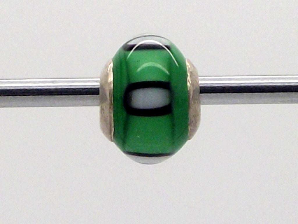 Charmlinks Green and White Patterned Glass Bead - Exclusive Bead Store