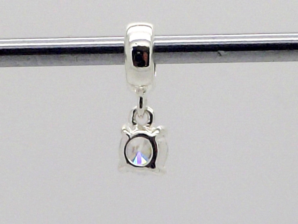 Charmlinks Silver bead with hanging zirconia