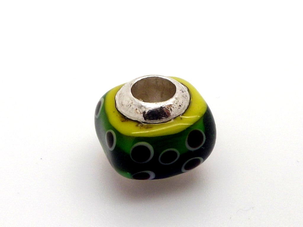 Charmlinks Green Patterned Square Bead - Exclusive Bead Store