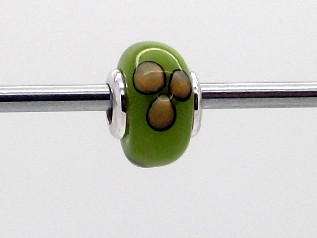 Charmlinks Green Petal Patterned Bead - Exclusive Bead Store