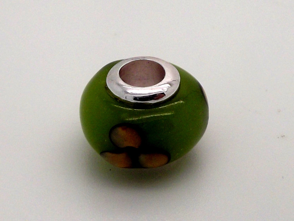 Charmlinks Green Petal Patterned Bead - Exclusive Bead Store