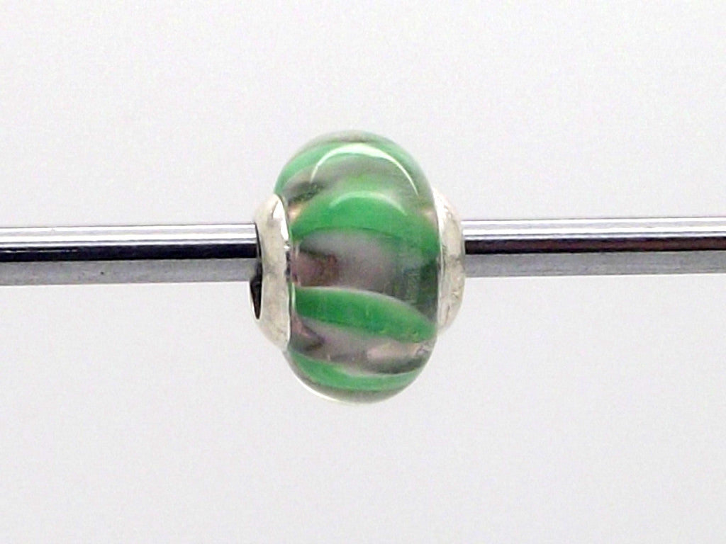 Charmlinks Green Striped Patterned Bead - Exclusive Bead Store