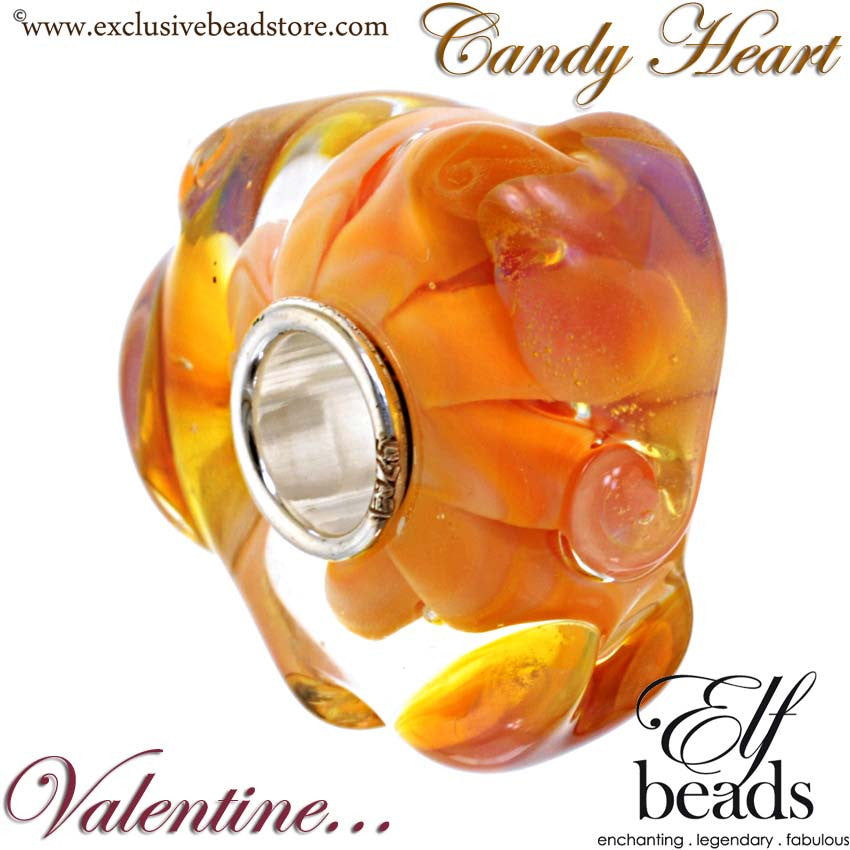 Elfbeads Candyheart Valentine's Glass Bead.