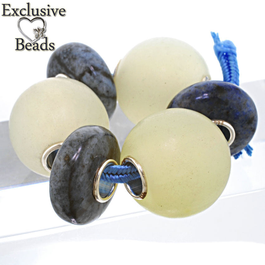 Exclusive Beads Dumourtierite and Bowenite Bead Set