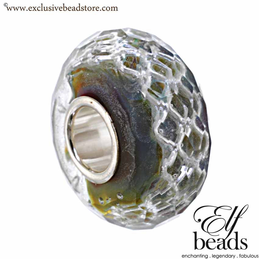 Elfbeads Darkness Net Fractal Glass Bead