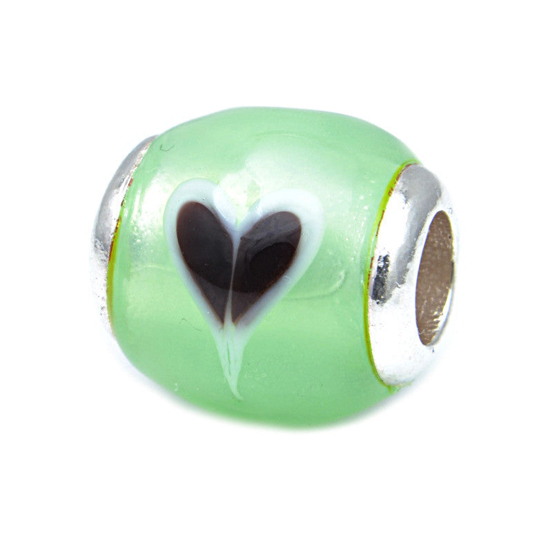 Charmlinks Glass Bead Green Love - Exclusive Bead Store