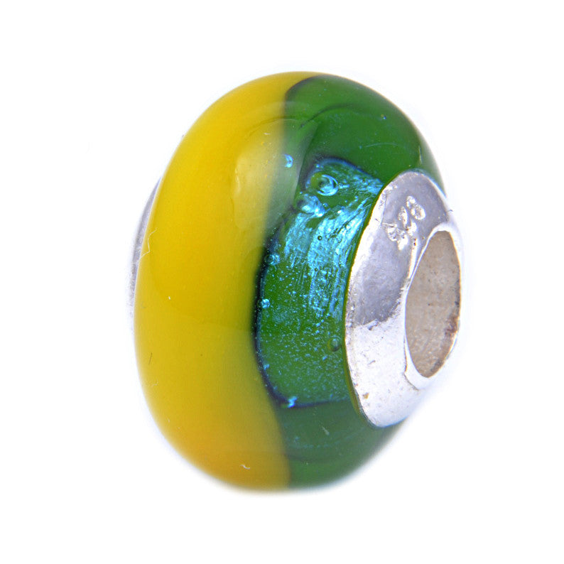 Charmlinks Glass Bead Green Wagtail - Exclusive Bead Store