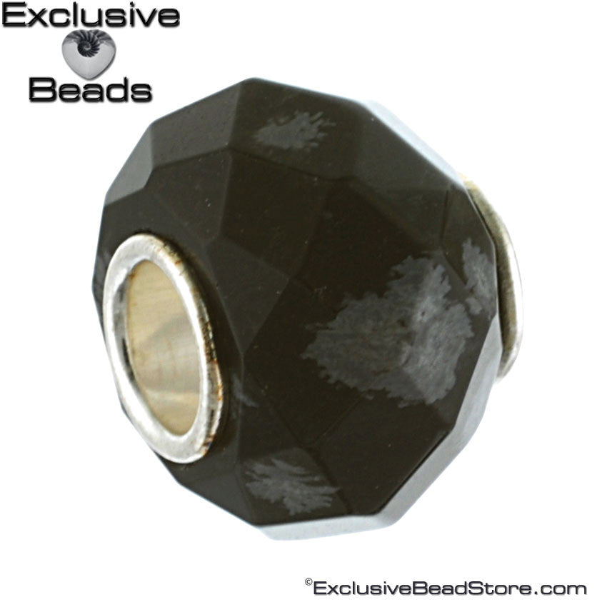 Exclusive Faceted Black Obsidian Stone Bead