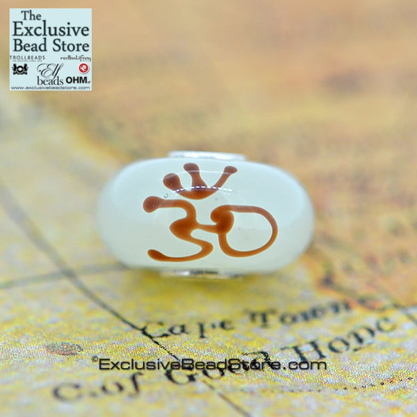 Exclusive bead Opaque ivory white  'OM' Retired