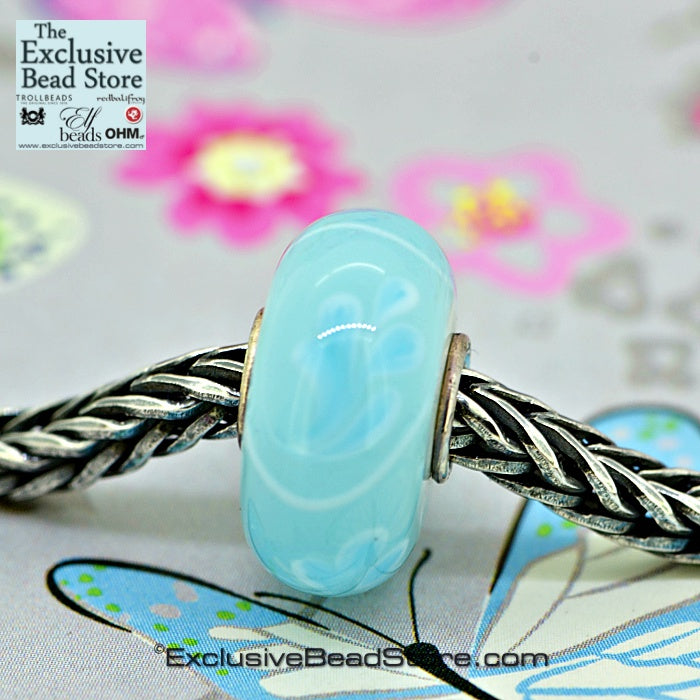 Exclusive Bead Ocean Blue and White Fern Retired