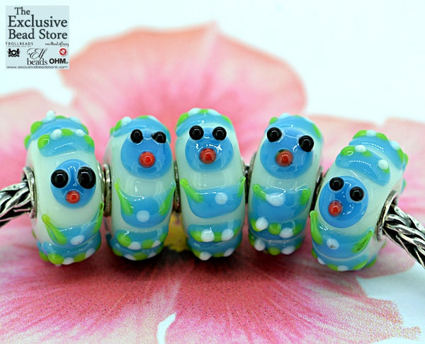 Exclusive Bead Jungle Critters 'Curtis the Caterpillar' (Blue and White) Retired