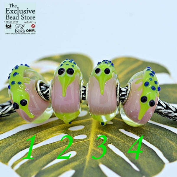 Exclusive Bead Jungle Critters 'Cuthbert the Chameleon' Retired (pink and green)