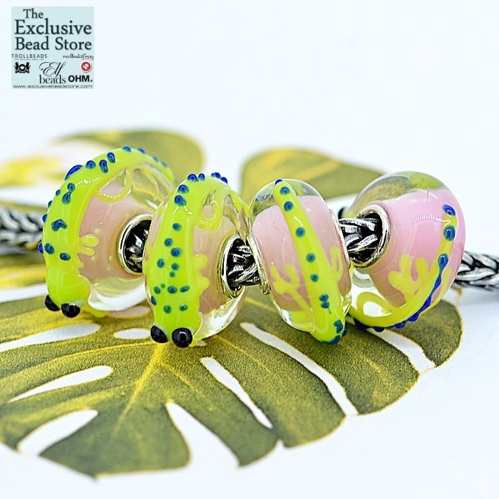 Exclusive Bead Jungle Critters 'Cuthbert the Chameleon' Retired (pink and green)