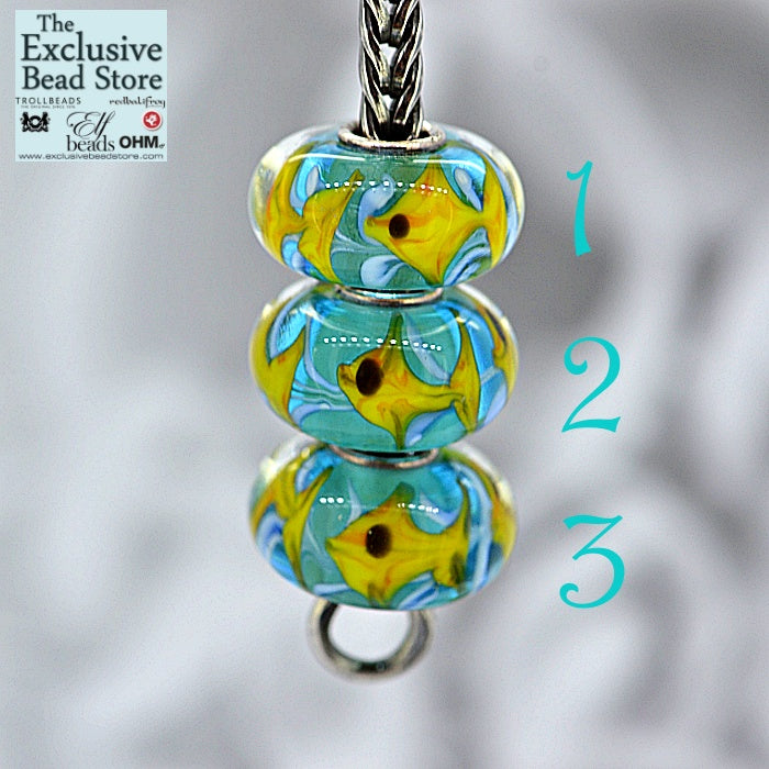 Exclusive Bead 'Yellow Tang Fish' Retired Aqua